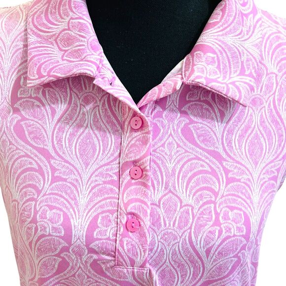 Laura Ashley Dress Size M Pink Floral Sleeveless Ruffle Pockets Golf Tennis - Picture 2 of 11